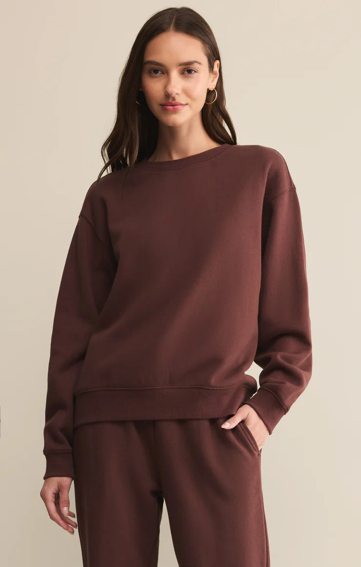 Z Supply Boyfriend Cotton Sweatshirt - Sandalwood