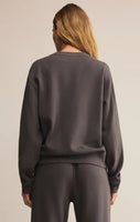 Z Supply Boyfriend Cotton Sweatshirt - Washed Black