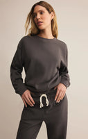 Z Supply Boyfriend Cotton Sweatshirt - Washed Black