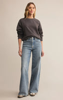 Z Supply Boyfriend Cotton Sweatshirt - Washed Black