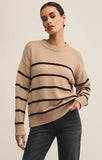Z Supply Boyfriend Striped Sweater - Biscuit