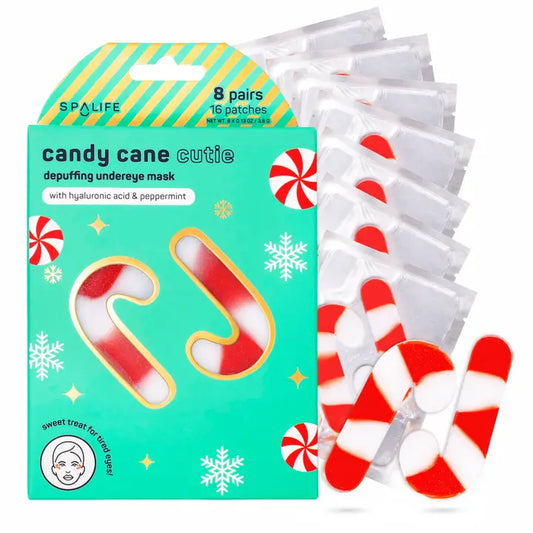 Spa Life Eye Patches - Christmas Holiday Candy Cane 8 Pk