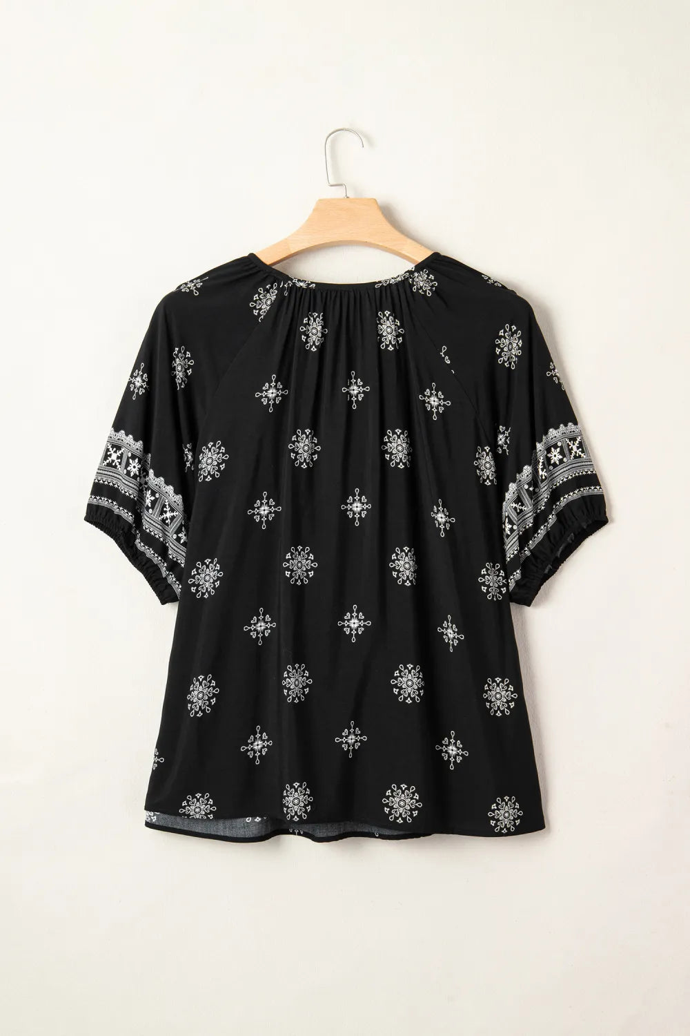 Dear Lover Boho Chic Notched V Neck Plus Top - Black
