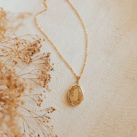 Mauve Isabelle Locket Necklace - Gold