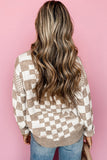 Drop Shoulder Sweater - Checkered