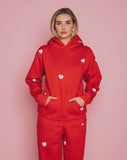 Brunette The Label All Over Heart Core Hoodie - Red & White