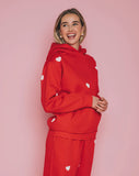 Brunette The Label All Over Heart Core Hoodie - Red & White