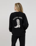 Brunette Lucky Girl NYBF Crew - Washed Black