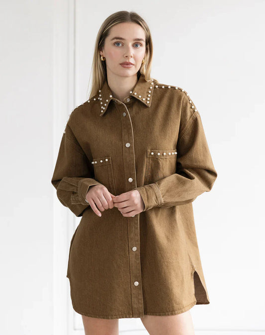 Brunette Shania Jacket With Studs - Khaki