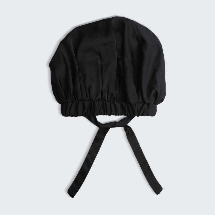 Kitsch Adjustable Oversized Satin Bonnet - Black