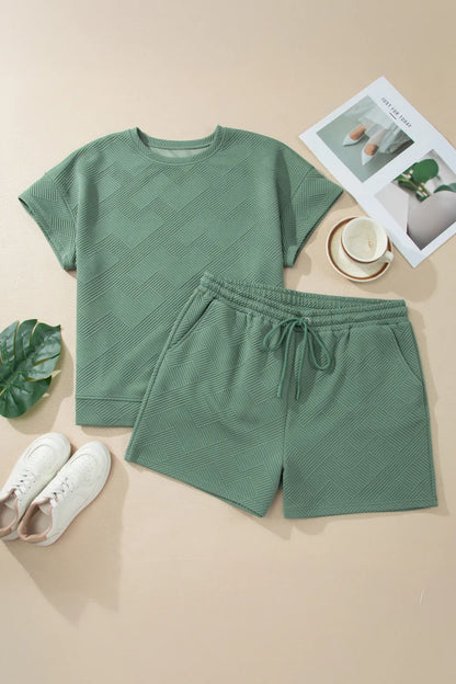 Dear Lover Plus Size T-Shirt + Shorts Set - Mineral Blue