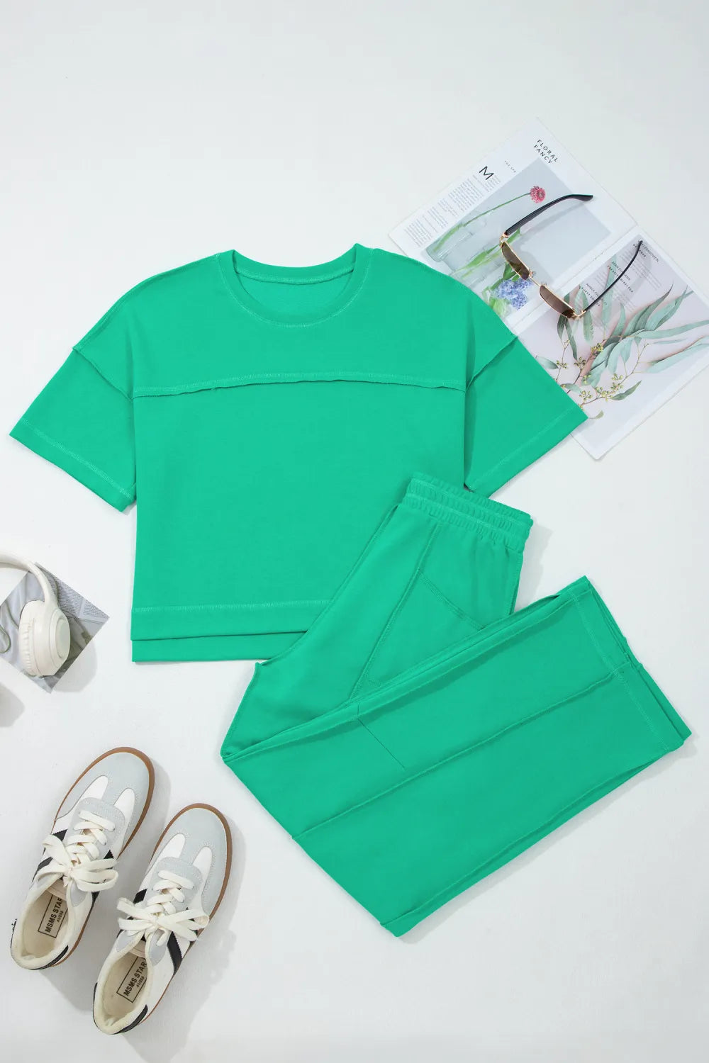 Dear Lover Tee + Pant Set - Mint Green