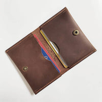 Vintage Button Leather Wallet - Brown