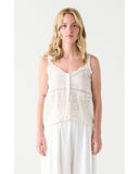 Dex Embroidered Button Front Tank - White