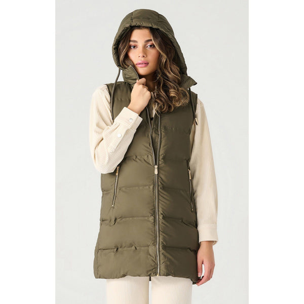 Dex Hooded Puffer Vest - Army Green