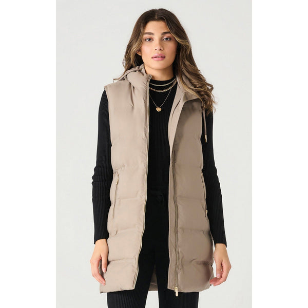 Dex Hooded Puffer Vest - Taupe