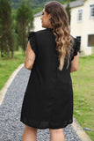 Keyhole Back Ruffle Plus Size Dress - Black