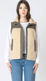 Dex Mixed Fabric Vest - Olive