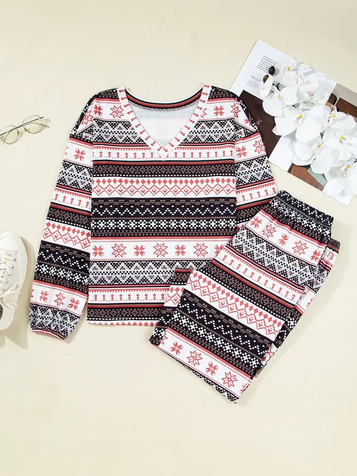 Lounge Set Retro Christmas Pattern