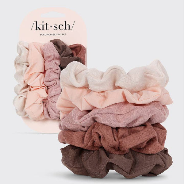 Kitsch Textured Scrunchies 5pc Set - Terracotta