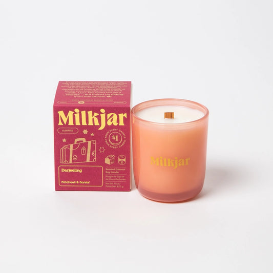 Milk Jar Candle 8oz Darjeeling - Patchouli & Santal Coconut Soy