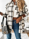 Shacket Oversized Button Down - Plaid White