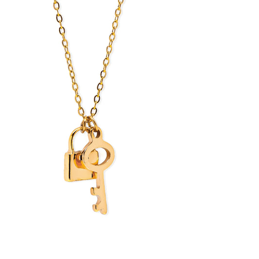 Eliasz and Ella Love Lock Lore Necklace - Gold