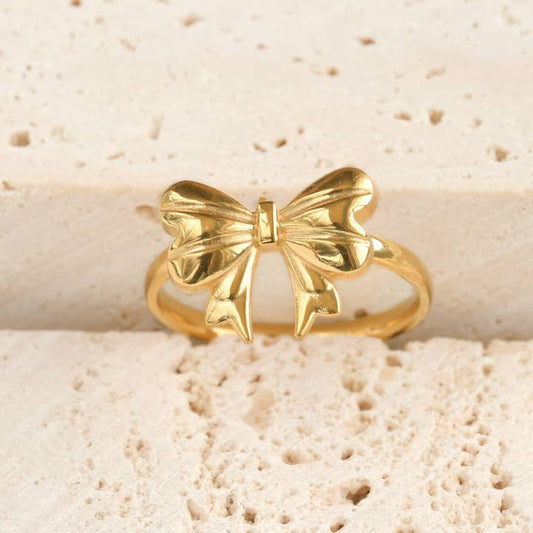 Blueyejewelry Thin Bow Ring - Gold