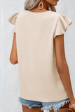 Butterfly Sleeve V Neck Blouse- White