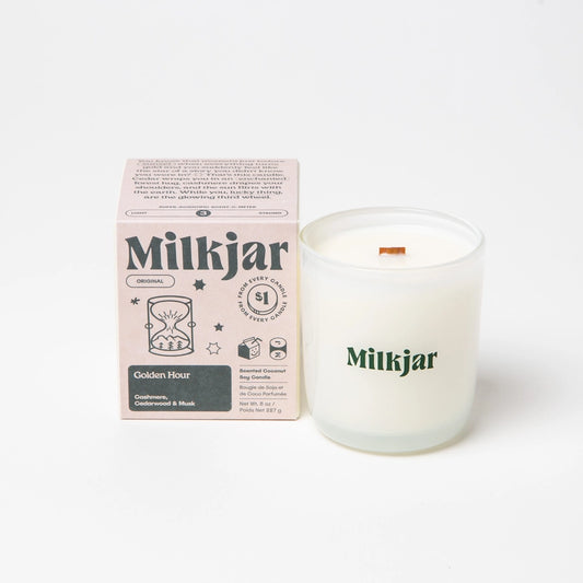Milk Jar Candle 8oz Golden Hour - Cashmere, Cedarwood Coconut