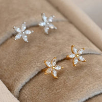 Blueyejewelry Marquise Flower Studs - Yellow Gold