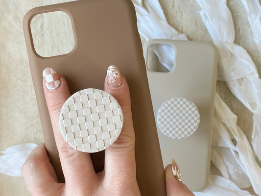 Agaveh Girl Lux Phone Grips - Beige Embossed