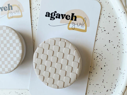 Agaveh Girl Lux Phone Grips - Beige Embossed