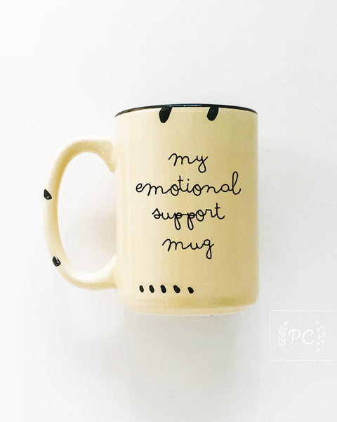 Prairie Chick Prints Mug Ceramic Mug my emotional support mug - Yellow