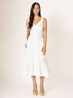 Dex Textured Tiered Midi Dress - Off White