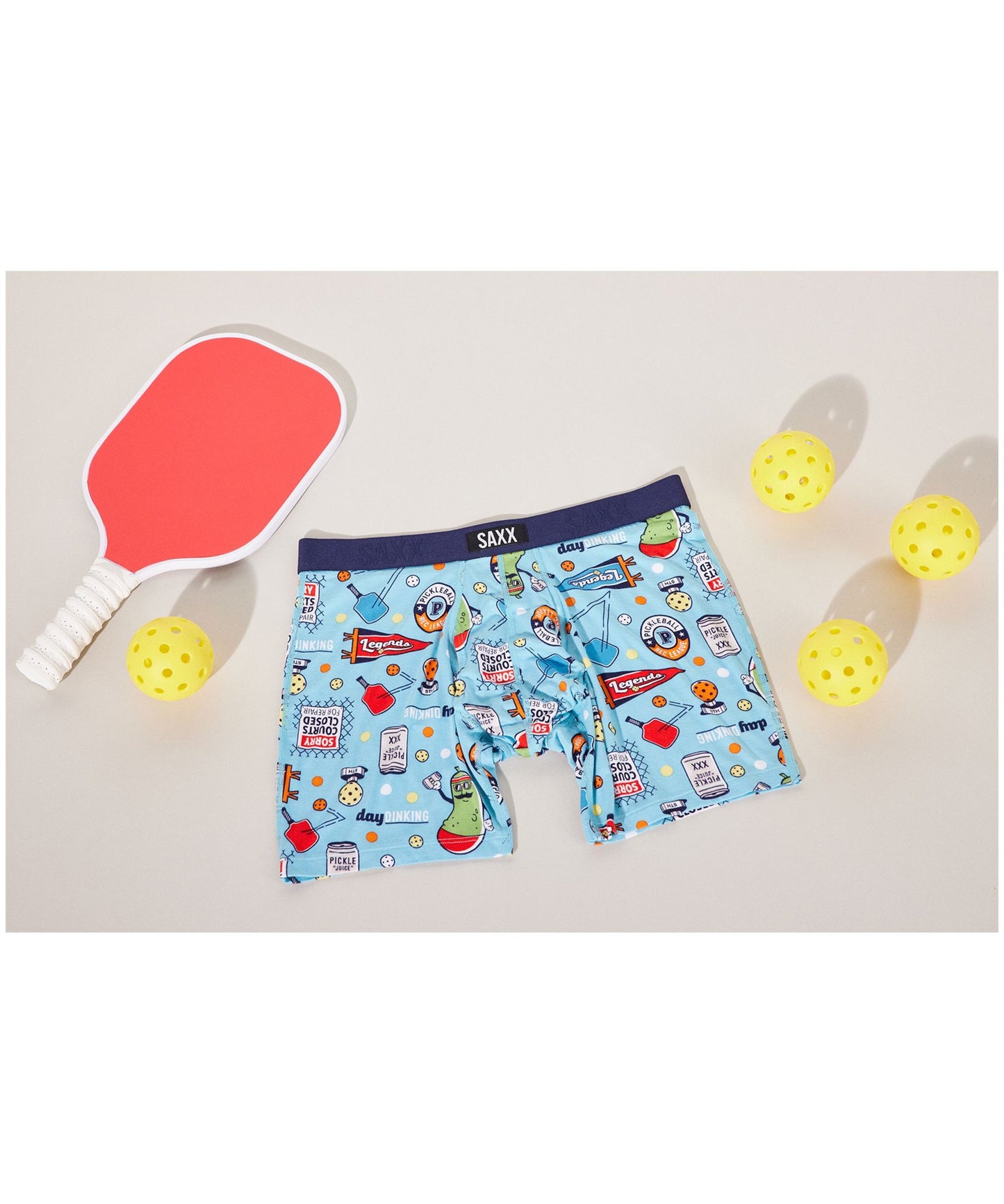 Saxx Vibe Xtra Super Soft Boxer Brief Fly - Pickleball Legends - Aqua