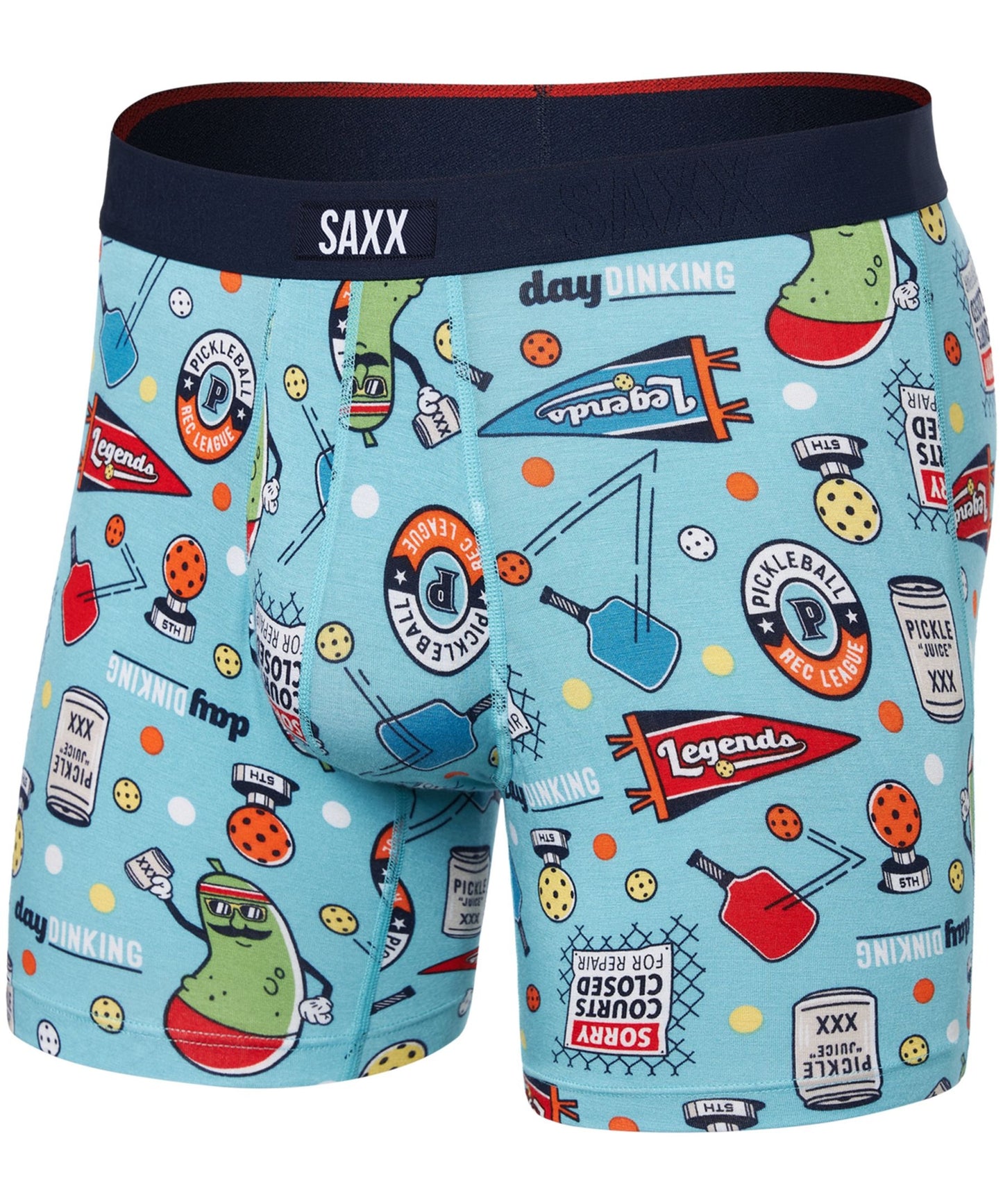Saxx Vibe Xtra Super Soft Boxer Brief Fly - Pickleball Legends - Aqua