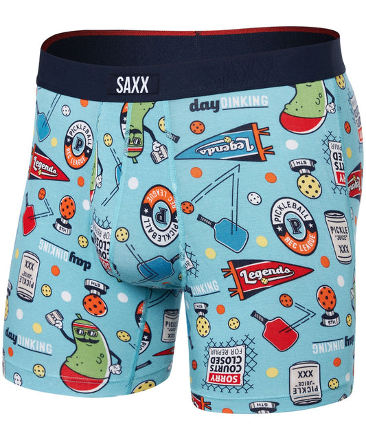 Saxx Vibe Xtra Super Soft Boxer Brief Fly - Pickleball Legends - Aqua