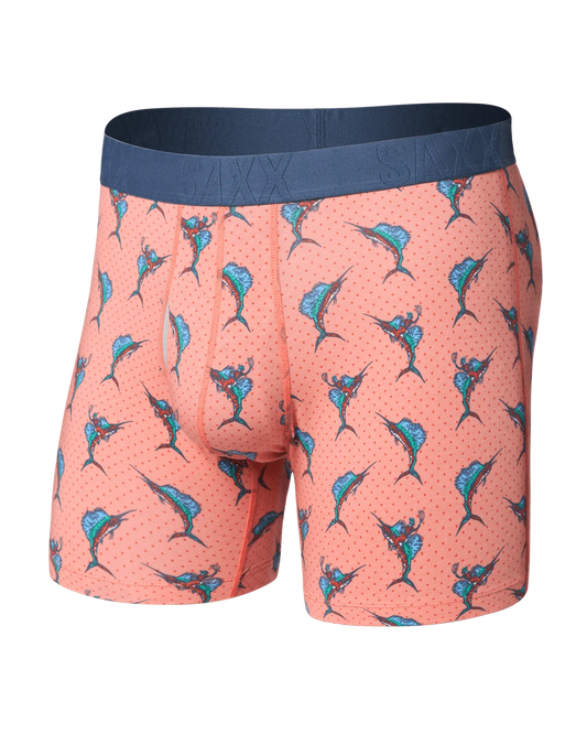 Saxx Cooling Droptemp Cooling Cotton Boxer Brief Fly - Big Catch & Desert Flower