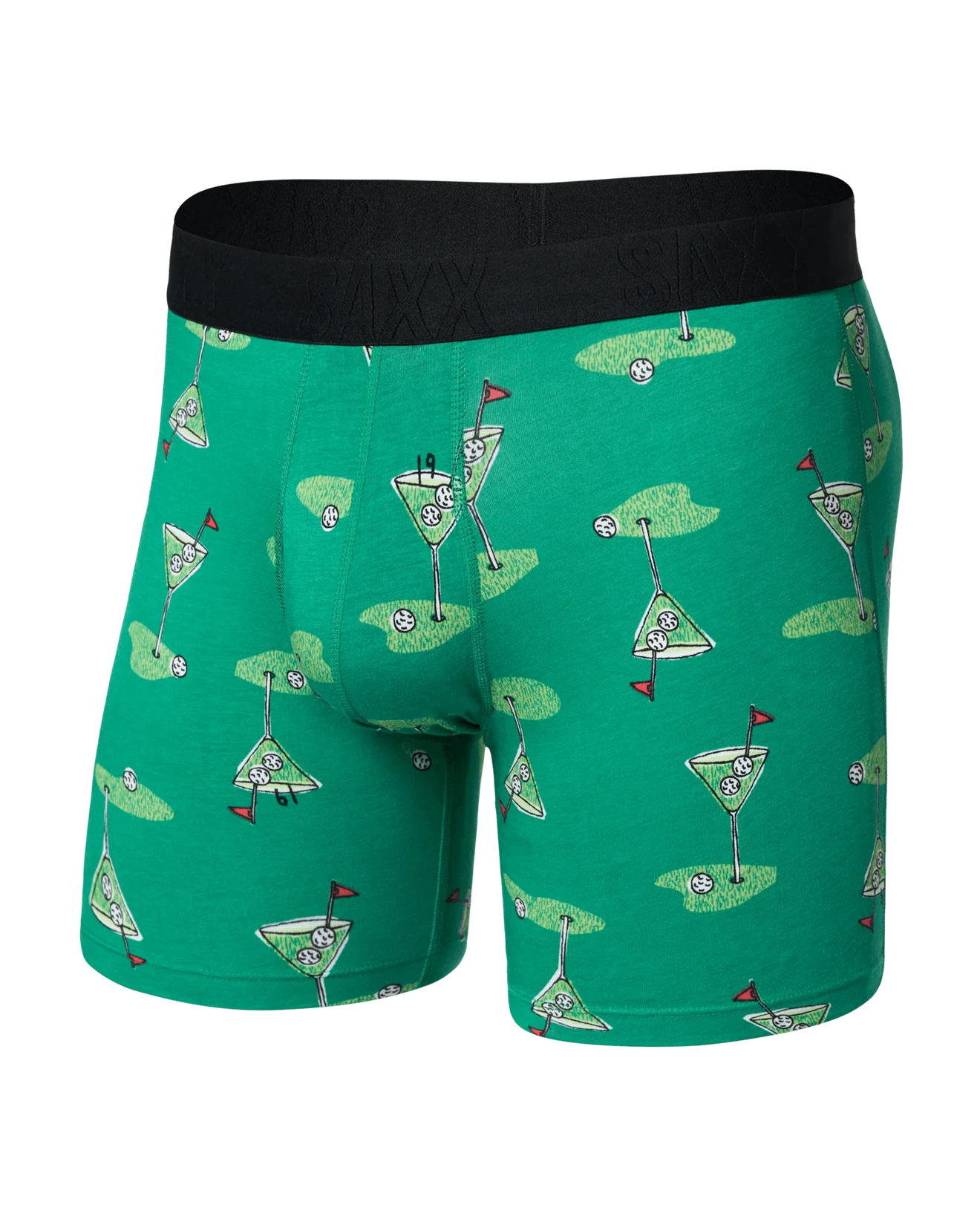 Saxx Droptemp Cooling Cotton Boxer Brief Fly - Golf Martini & Lush Meadow
