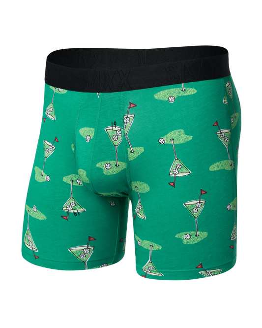 Saxx Droptemp Cooling Cotton Boxer Brief Fly - Golf Martini & Lush Meadow