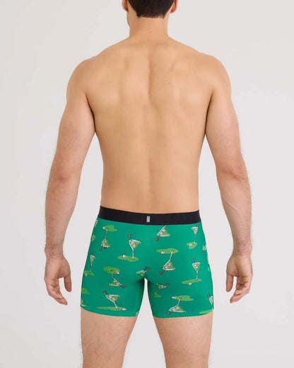 Saxx Droptemp Cooling Cotton Boxer Brief Fly - Golf Martini & Lush Meadow