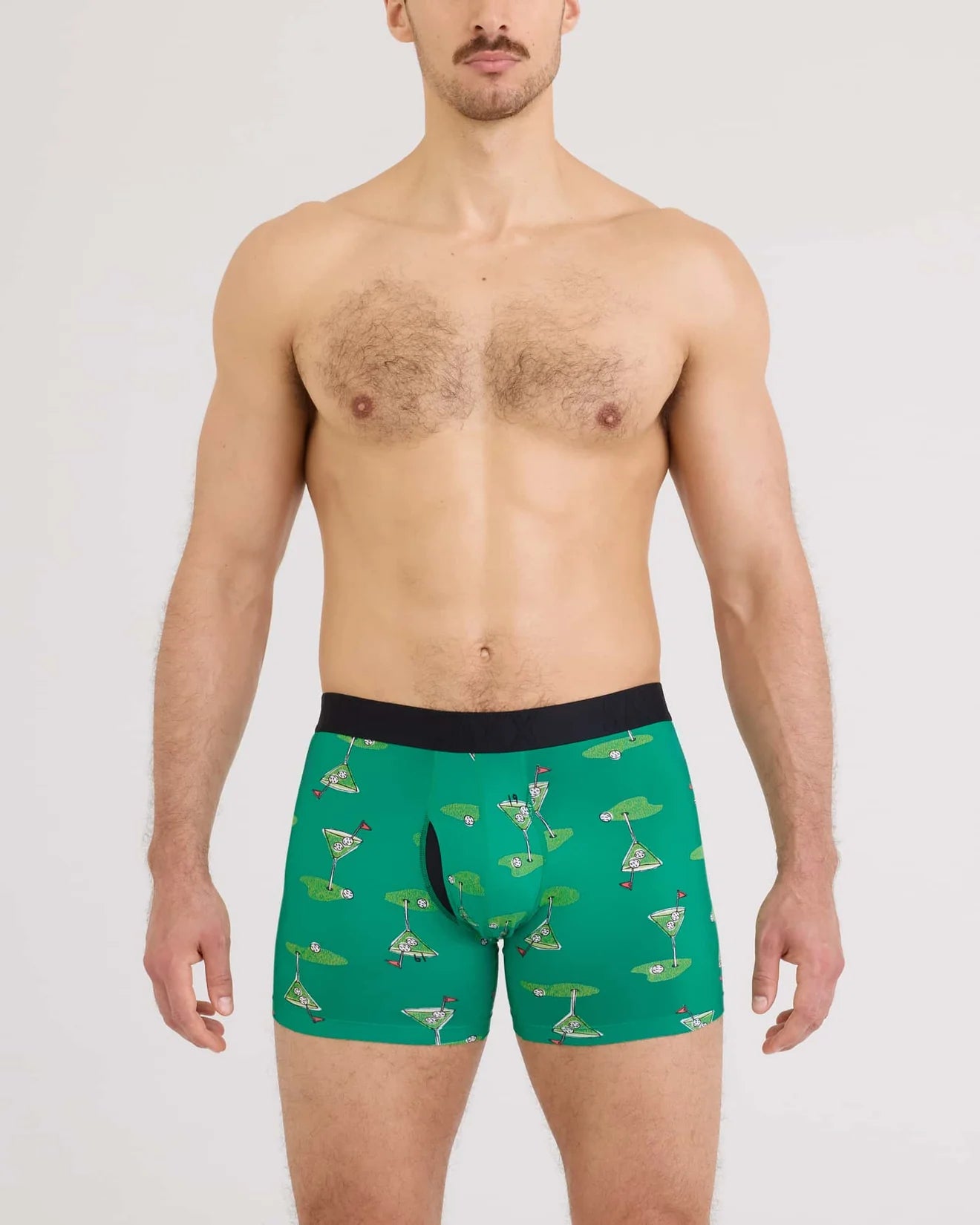 Saxx Droptemp Cooling Cotton Boxer Brief Fly - Golf Martini & Lush Meadow