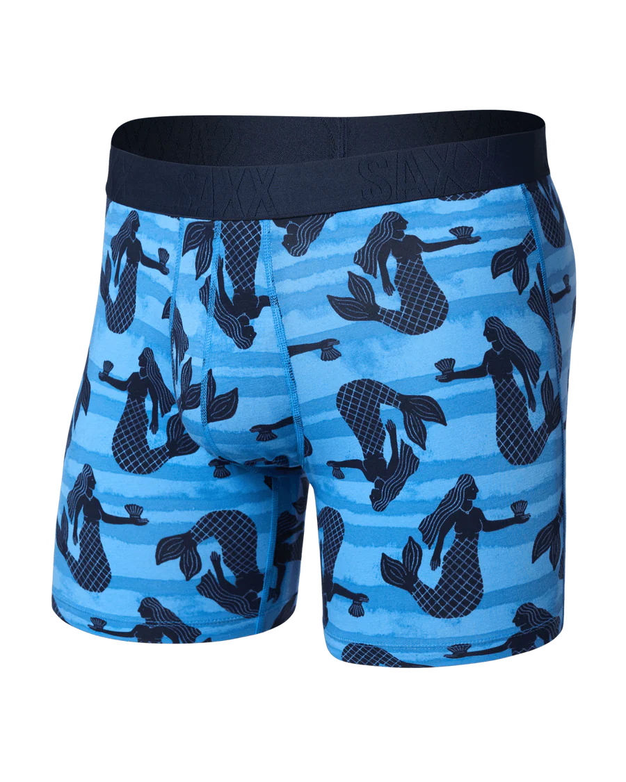 Saxx Droptemp Cooling Cotton Boxer Brief Fly - La Sirena - Blue