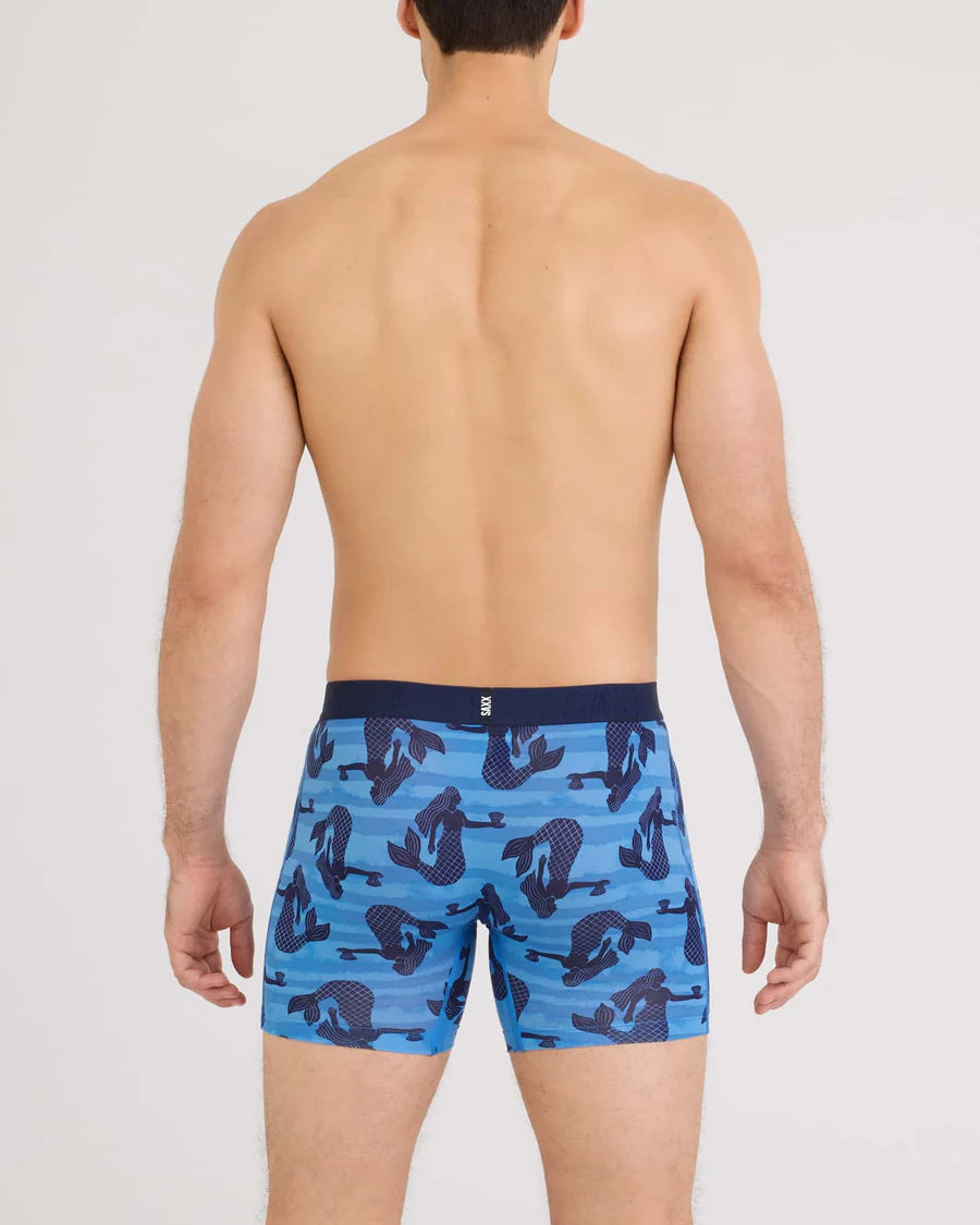 Saxx Droptemp Cooling Cotton Boxer Brief Fly - La Sirena - Blue