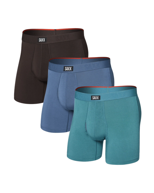 Saxx Vibe Xtra Soft Comfort Boxer Brief Fly 3PK - Seascape & Indigo & Black