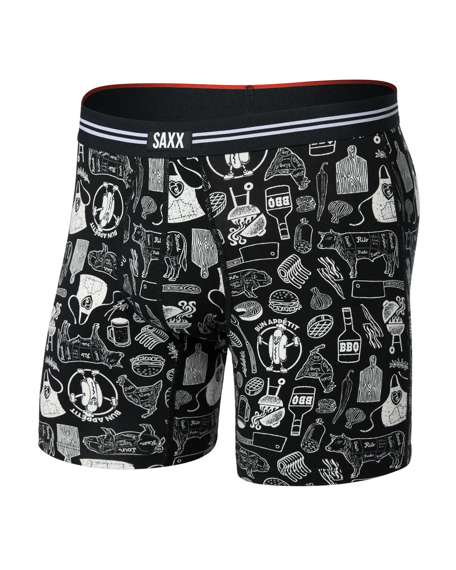 Saxx Vibe Xrta Soft Comfort Boxer Brief Fly - Bun Appetit - Black