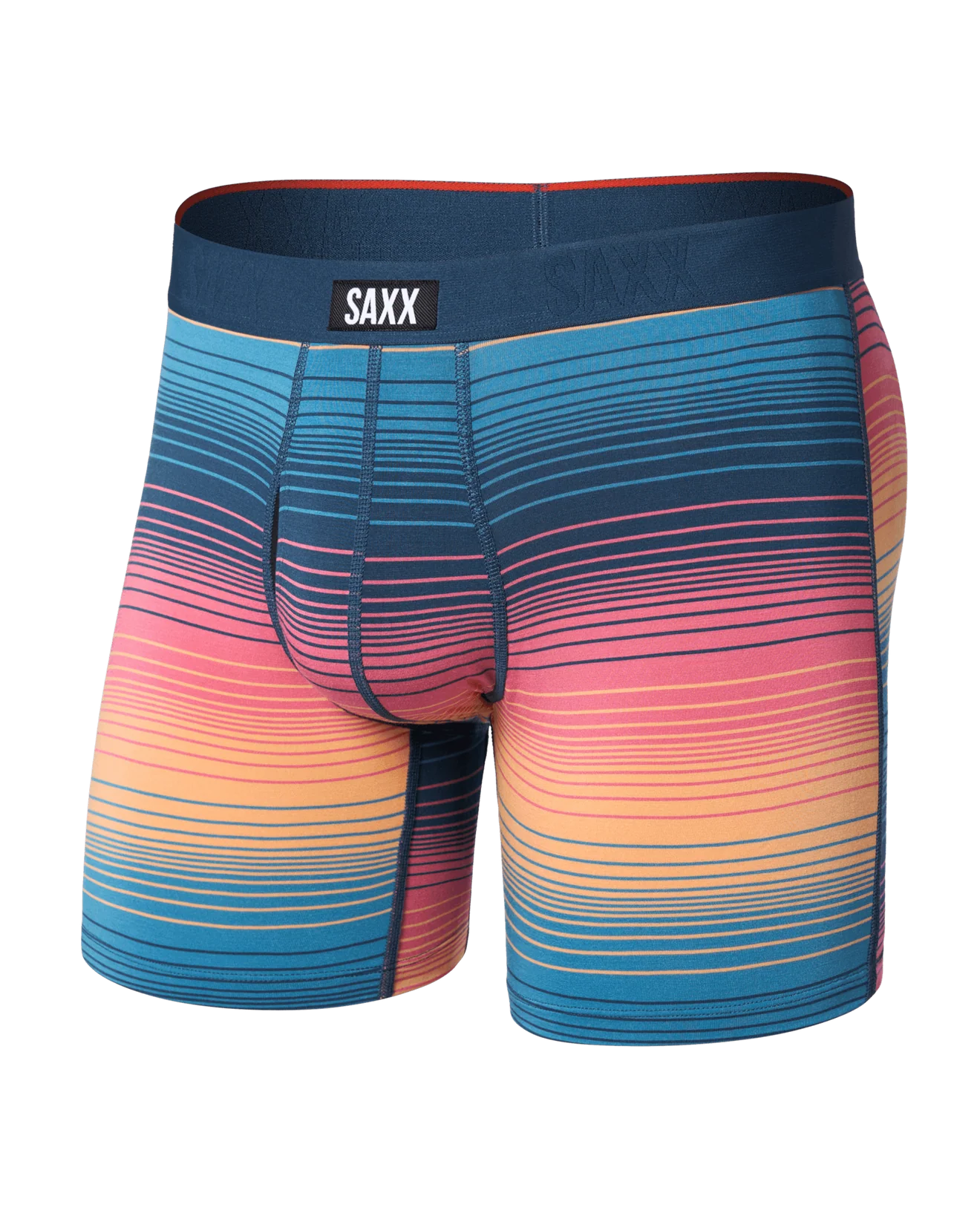 Saxx Vibe Xtra Soft Boxer Brief Fly - Hazy Stripe-Sunset
