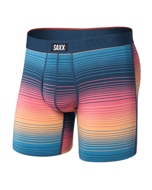 Saxx Vibe Xtra Soft Boxer Brief Fly - Hazy Stripe-Sunset