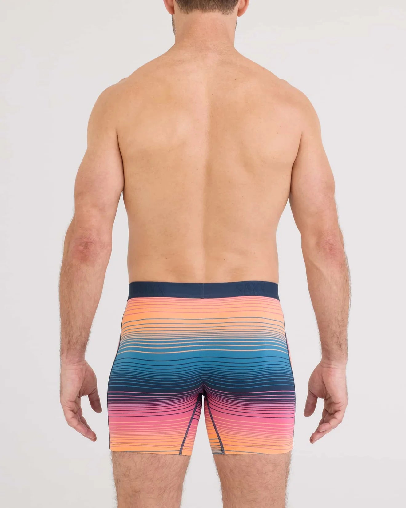 Saxx Vibe Xtra Soft Boxer Brief Fly - Hazy Stripe-Sunset